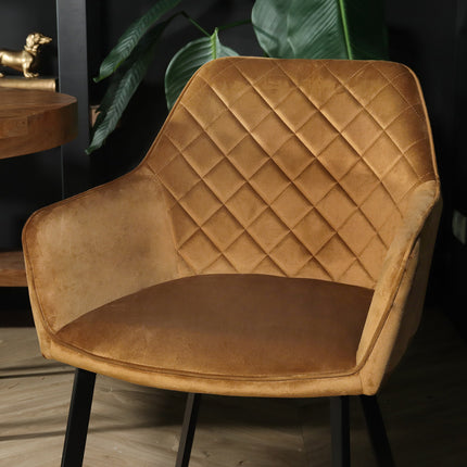 SET DEAL 4 stuks: Eetkamerstoel bruin velvet Yurgan