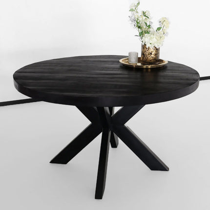 Eettafel Jones rond 130cm zwart mangohout