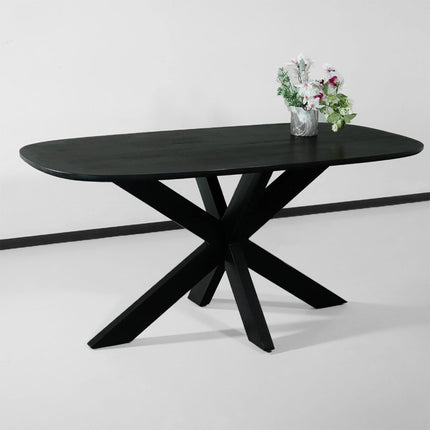 Eettafel Austin deens ovaal 160cm zwart mangohout