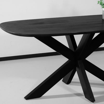 Eettafel Austin deens ovaal 160cm zwart mangohout