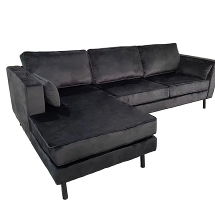 Hoekbank Hilde 270cm velvet zwart links