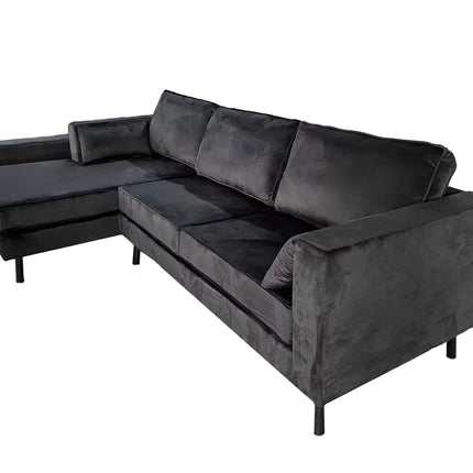 Hoekbank Hilde 270cm velvet zwart links