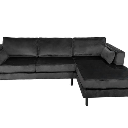 Hoekbank Hilde 270cm velvet zwart rechts