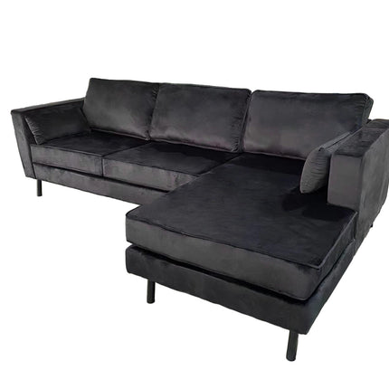 Hoekbank Hilde 270cm velvet zwart rechts
