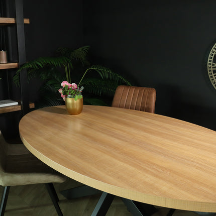 Eettafel Tommy ovaal 240cm lichtbruin melamine