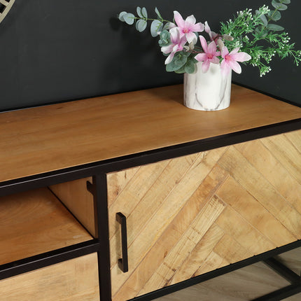 Tv meubel visgraat lichtbruin mangohout 180cm Danae