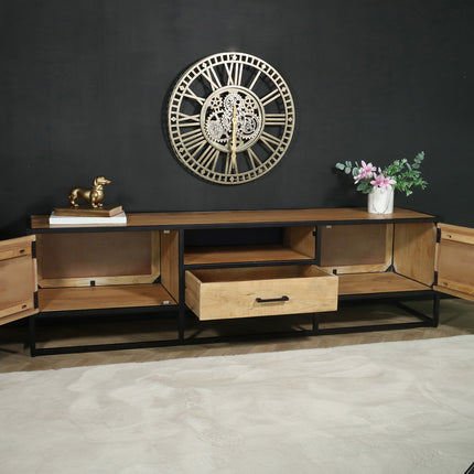 Tv meubel visgraat lichtbruin mangohout 180cm Danae