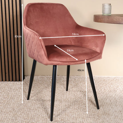 Eetkamerstoel roze velvet Ares