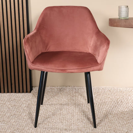 Eetkamerstoel roze velvet Ares