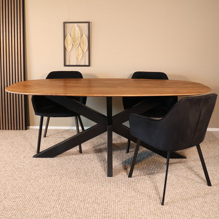 Eettafel Austin deens ovaal 200cm lichtbruin mangohout