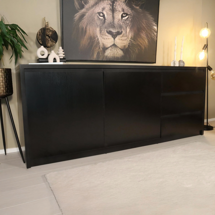 Dressoir melamine zwart 200cm Cassie