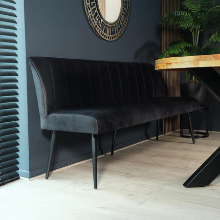 Eetkamerbank Sally 180cm zwart velvet