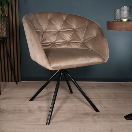 SET DEAL 4 stuks: Eetkamerstoel draaibaar taupe velvet Willow