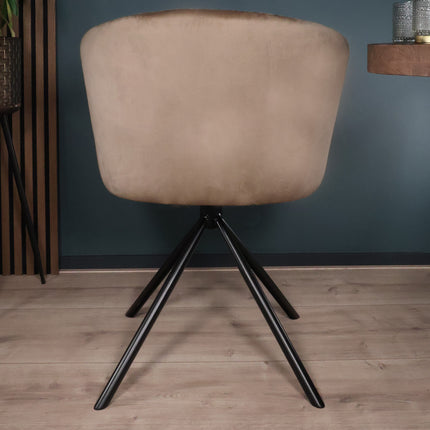 SET DEAL 4 stuks: Eetkamerstoel draaibaar taupe velvet Willow