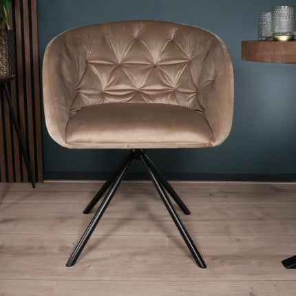 SET DEAL 4 stuks: Eetkamerstoel draaibaar taupe velvet Willow