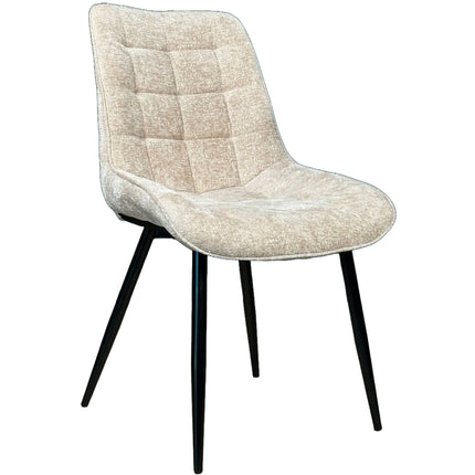 SET DEAL: 6 Eetkamerstoelen beige chenille de Vince