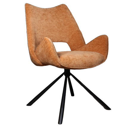 SET DEAL: 6 Eetkamerstoelen draaibaar cognac stof Kevin