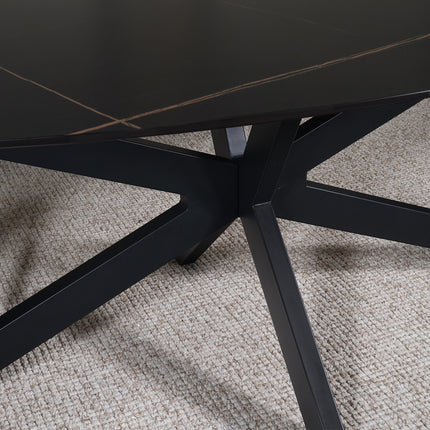 Eettafel marmerlook Figo ovaal 235cm zwart steen