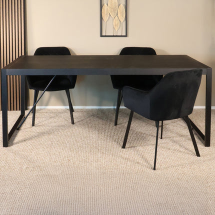 Eettafel Flora rechthoekig 200cm zwart mangohout