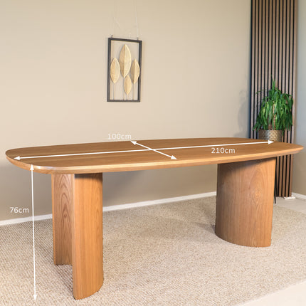Eettafel Japandi Lennox deens ovaal 210cm bruin fineer