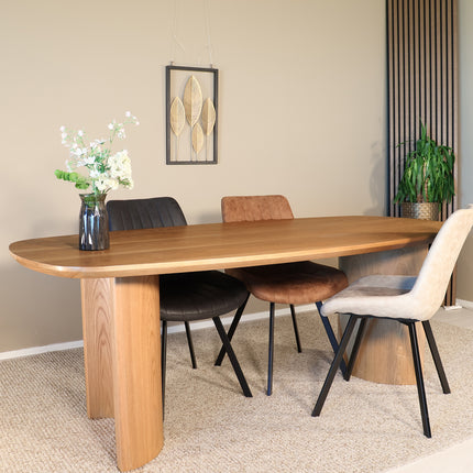 Eettafel Japandi Lennox deens ovaal 210cm bruin fineer