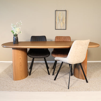 Eettafel Japandi Lennox deens ovaal 210cm bruin fineer