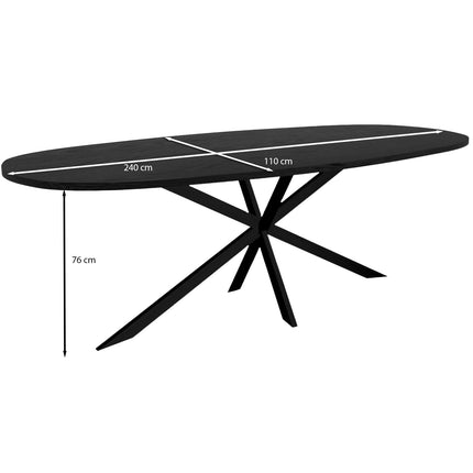 Eettafel Hero deens ovaal 240cm zwart MDF