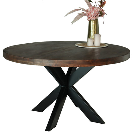 Eettafel Jones rond 130cm walnoot mangohout