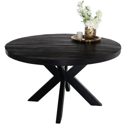 Eettafel Jones rond 130cm zwart mangohout