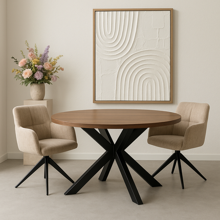 Eettafel Sanne rond 120cm bruin melamine