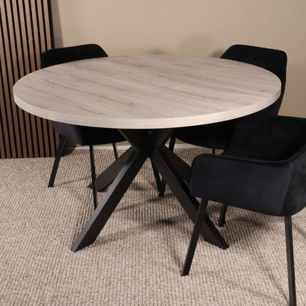 Eettafel Sanne rond 130cm grijs melamine