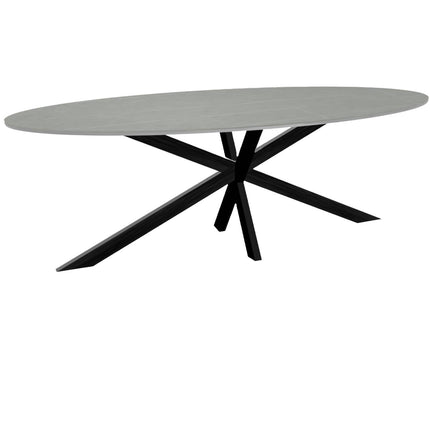 Eettafel marmerlook Figo ovaal 235cm grijs steen