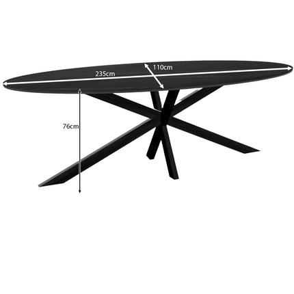 Eettafel marmerlook Figo ovaal 235cm zwart steen