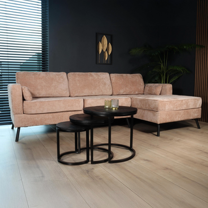 Hoekbank Lizza taupe chenille 270cm links en rechts