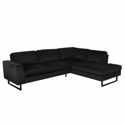Hoekbank Puckerto zwart velvet 290cm rechts