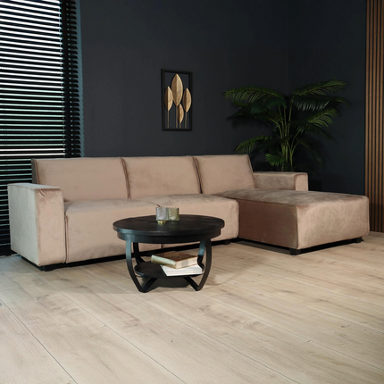 Hoekbank Riley champagne velvet 270cm rechts