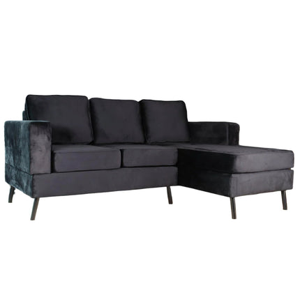 Hoekbank Venna 200cm zwart velvet