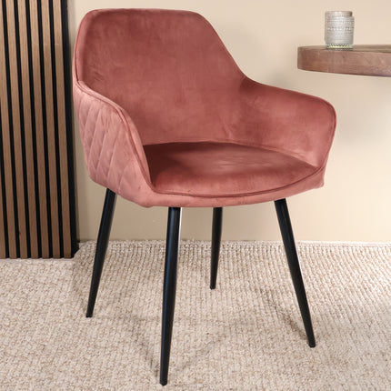 Eetkamerstoel roze velvet Ares