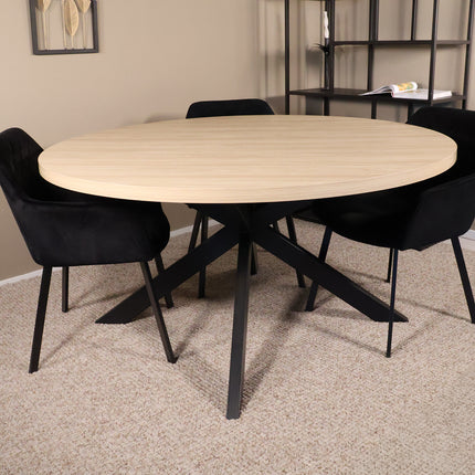 Eettafel Sanne rond 150cm lichtbruin melamine