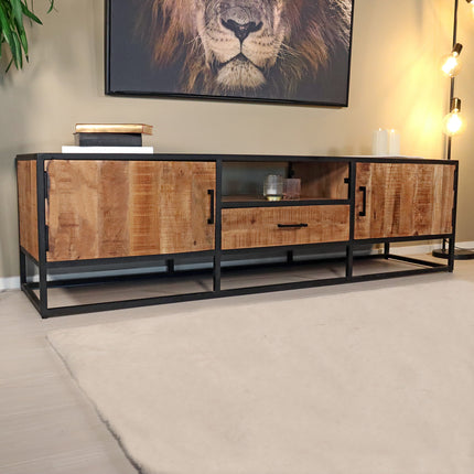 Tv meubel bruin mangohout 180cm Iris
