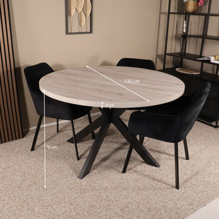 Eettafel Sanne rond 130cm grijs melamine