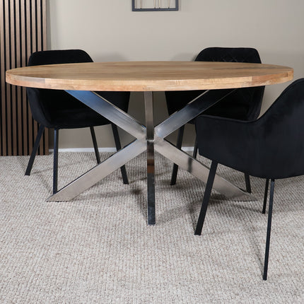 Eettafel Lucas ovaal 160cm lichtbruin met zilver mangohout