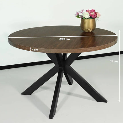 Eettafel Sanne rond 120cm bruin melamine