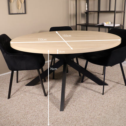 Eettafel Sanne rond 150cm lichtbruin melamine