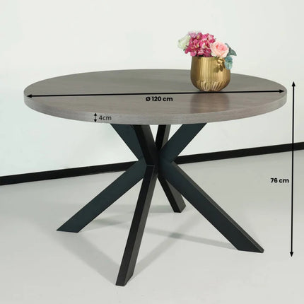 Eettafel Sanne rond 120cm grijs melamine