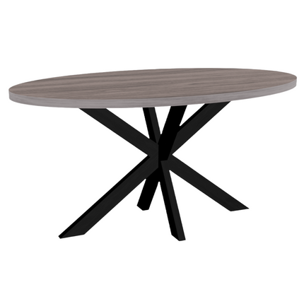 Eettafel Tommy ovaal 160cm grijs melamine