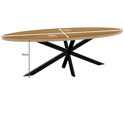 Eettafel Tommy ovaal 240cm lichtbruin melamine