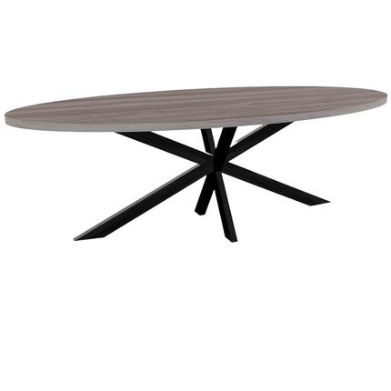 Eettafel Tommy ovaal 240cm grijs melamine