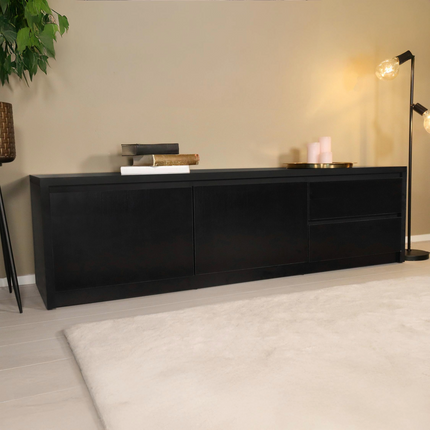 Tv meubel zwart melamine 180cm Cassie
