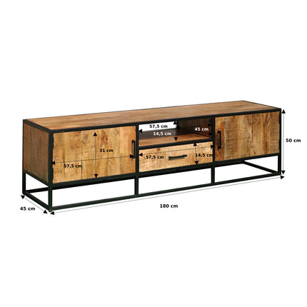 Tv meubel bruin mangohout 180cm Iris